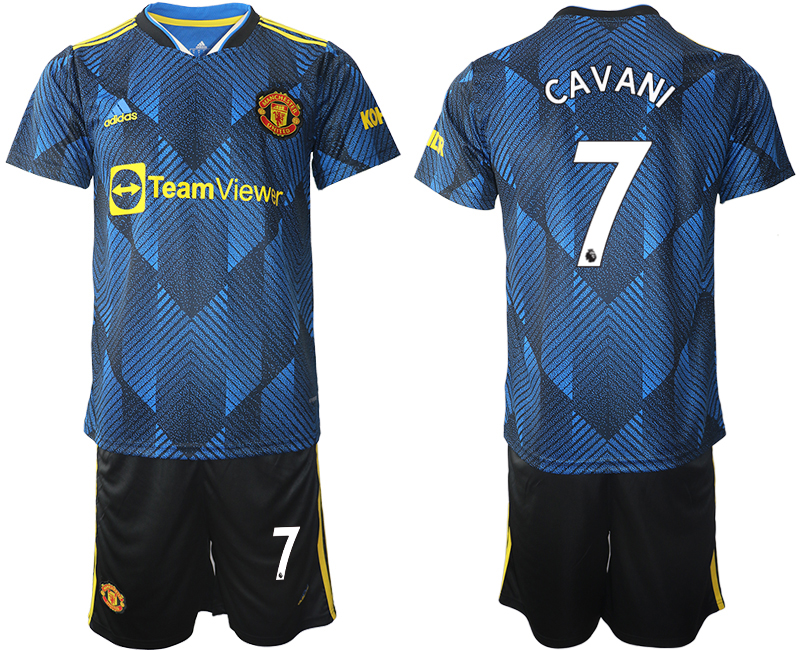 Men 2021-2022 Club Manchester United Second away blue #7 Soccer Jersey
